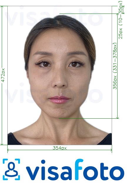 Example of photo for China Passport online 354x472 pixel with exact size specification