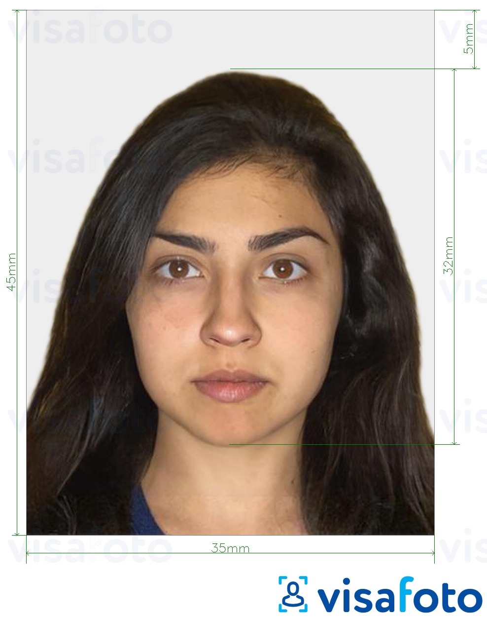 Israeli passport photo example (35x45 mm)