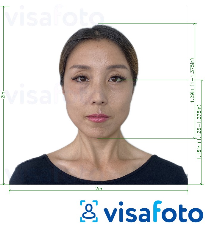 Example of photo for Thailand Visa 2x2 inch (from the US) with exact size specification